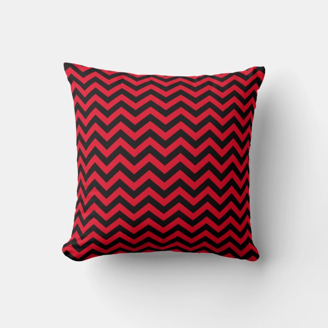 Coussin Motif Chevron rouge et noir (Recto)