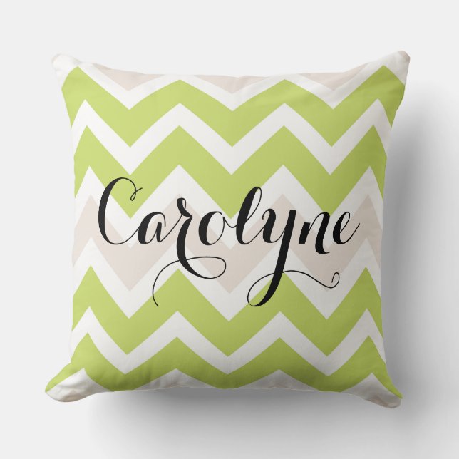Coussin Motif Chevron vert Spring Personnalisé (Recto)
