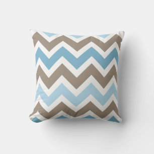 Coussin Motif Chevron Zigzag bleu et Brown