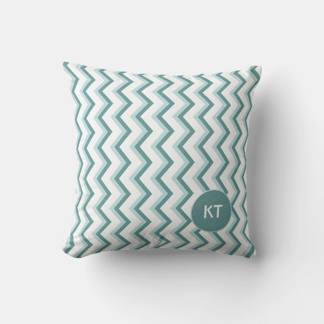 Coussin Motif Chevron ZigZag dans Mint Green (Recto)