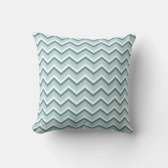 Coussin Motif Chevron ZigZag dans Mint Green - Customisé (Recto)