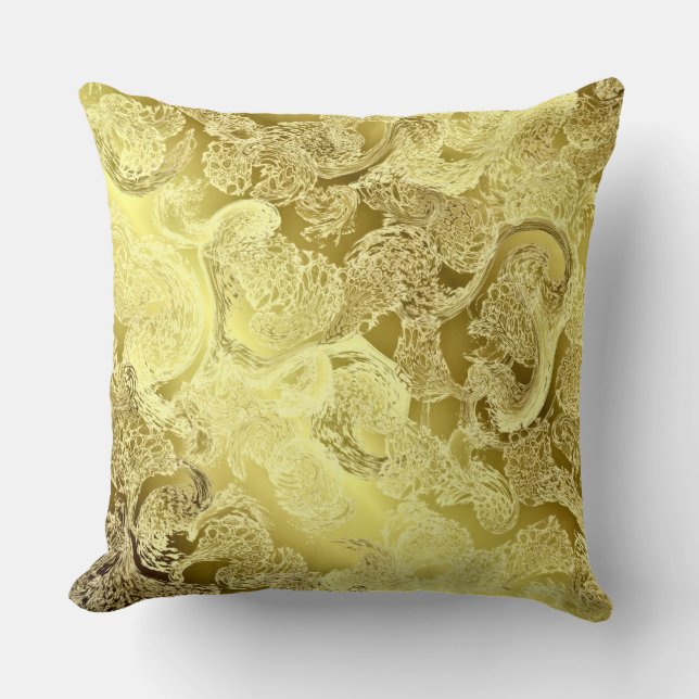 Coussin motif chic doré,, modèle, floral (Recto)