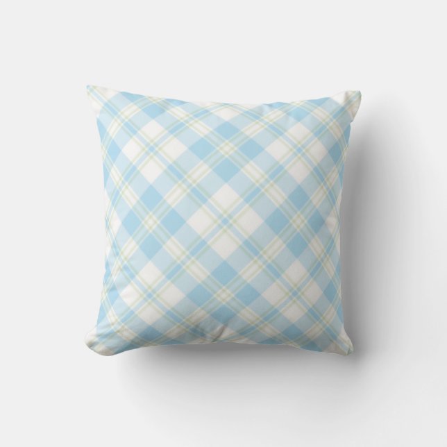 Coussin Motif chic Sky Blue, vert et blanc (Recto)