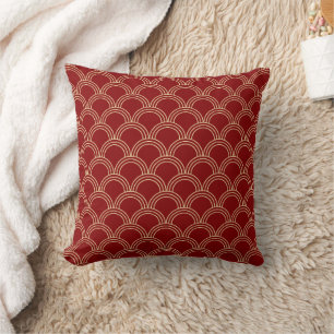 Coussin Motif chinois traditionnel rouge et or