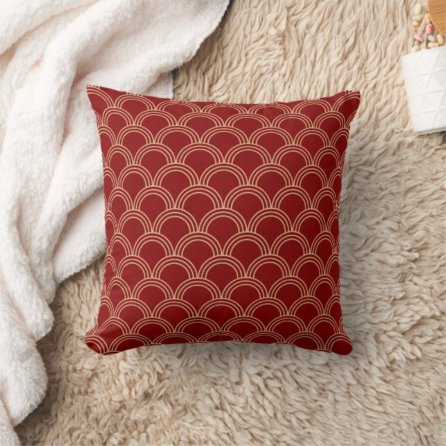 Coussin Motif chinois traditionnel rouge et or (Couverture)