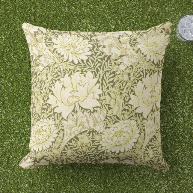 Coussin Motif Chrysanthème de William Morris Vintage (Herbe)