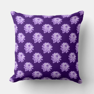 Coussin Motif Chrysanthemum - Violet profond