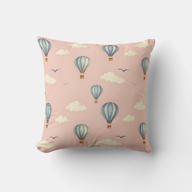Coussin Motif Ciel Montgolfière Rêveuse (Recto)