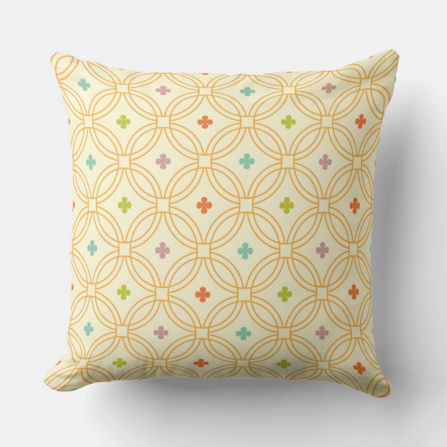Coussin Motif circulaire à verrouillage géométrique rétro (Recto)
