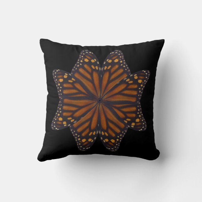 Coussin Motif circulaire des ailes de papillon monarque  (Verso)
