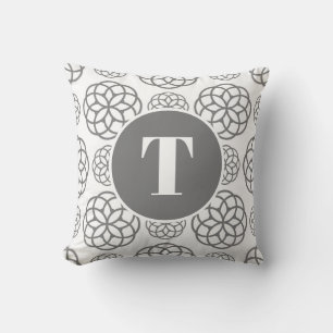 Coussin Motif circulaire gris personnalisé Monogramme
