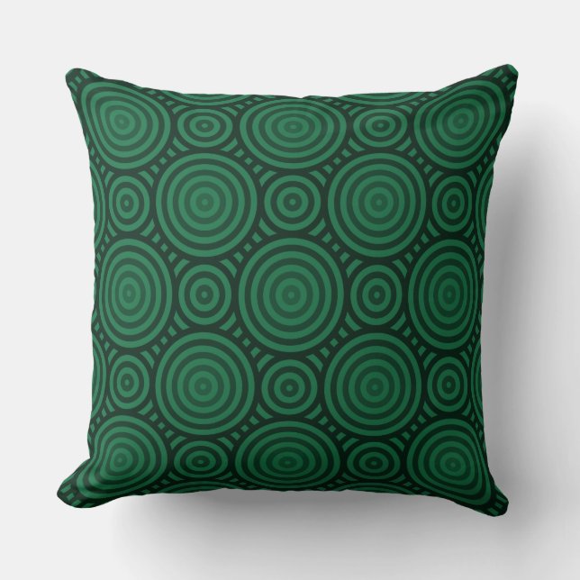 Coussin Motif circulaire imbriqué vert géométrique (Recto)