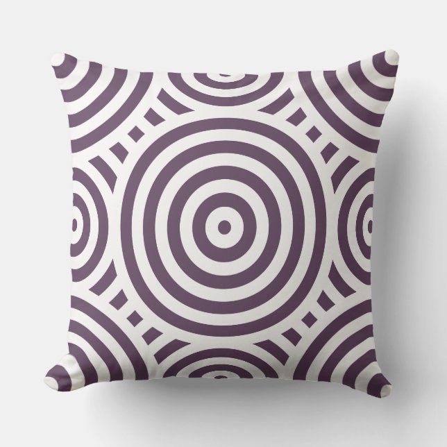 Coussin Motif Circulaire Imbriqué Violet Et Blanc (Recto)