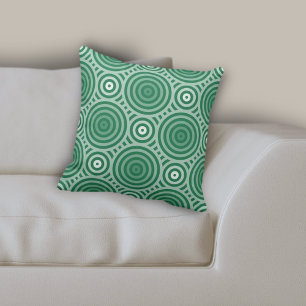 Coussin Motif circulaire tribal vert géométrique imbriqué
