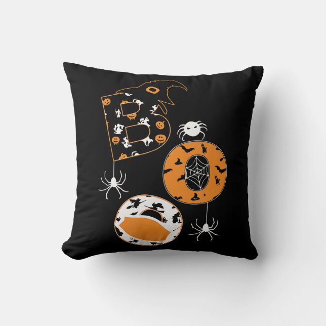 Coussin Motif Citrouille Boo Mask Spider Witder (Recto)