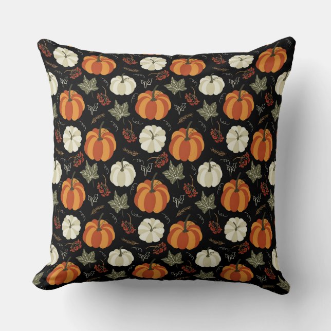 Coussin Motif Citrouille d'automne (Recto)