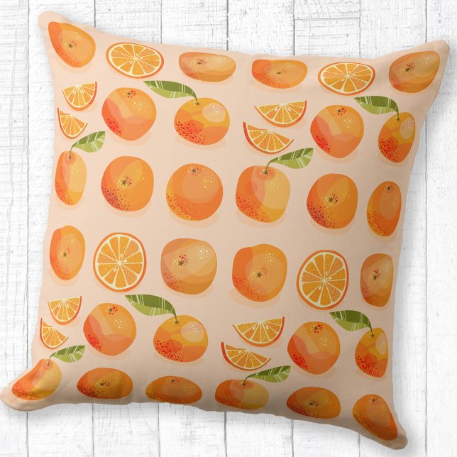 Coussin Motif Citrus Orange (Citrus oranges pattern throw pillow)