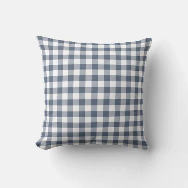 Coussin Motif classique bleu foncé et blanc En vichy (Recto)