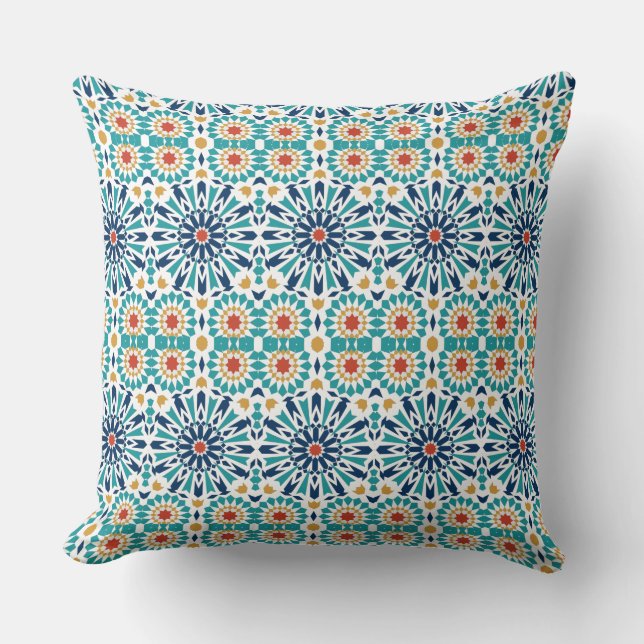 Coussin Motif classique bleu mandala (Recto)