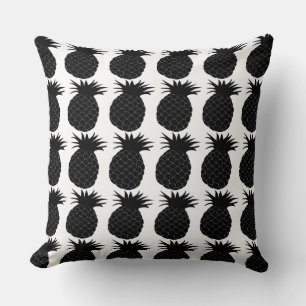 Coussin Motif classique d'ananas noir et blanc