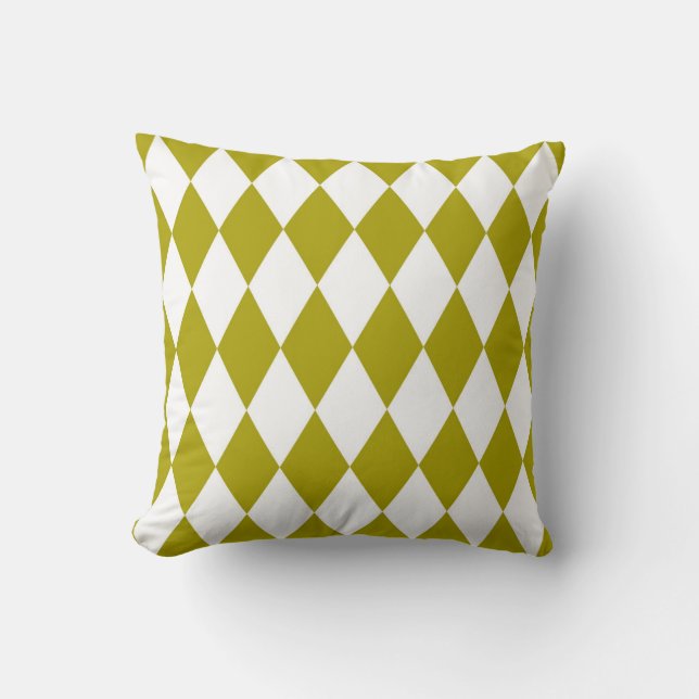 Coussin Motif classique de diamant de harlequin Chartreuse (Recto)