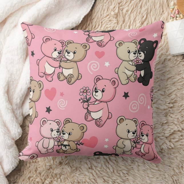 Coussin Motif Classique de Nounours à Coeurs (Couverture)