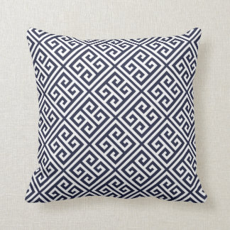 Coussin Motif clé bleu grec de la marine