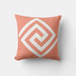 Coussin Motif Clé Grecque Orange Blanc Cadeau Tendance 202