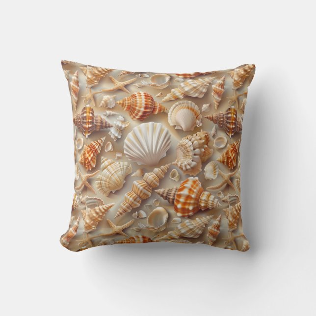 Coussin Motif Coastal Elegance Seashell (Recto)