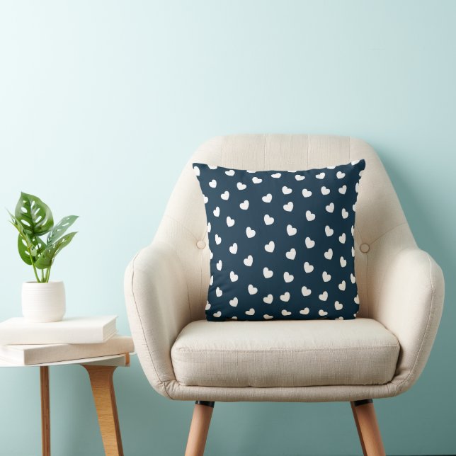Coussin Motif coeurs blancs bleu (Chaise)