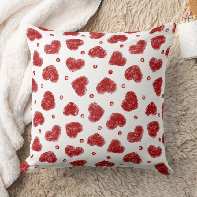 Coussin Motif coeurs rouges et blancs (Couverture)