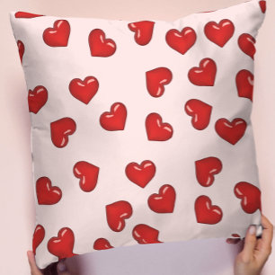 Coussin Motif cœurs rouges Girly Chic sur fond rose blush