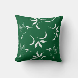 Coussin Motif Colibri Sur Vert
