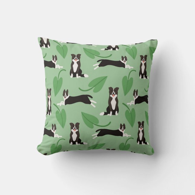 Coussin Motif Collie Bordure Joueuse (Recto)