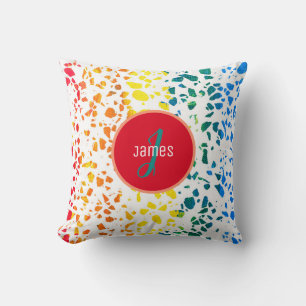Coussin Motif coloré abstrait personnalisé en Terrazzo