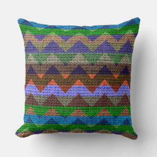 Coussin Motif coloré Chevron Burlap Jute