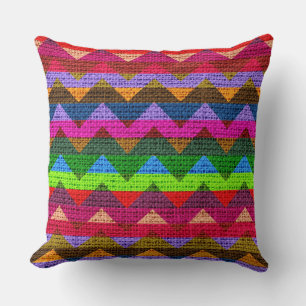 Coussin Motif coloré Chevron Burlap Jute