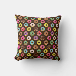 Coussin Motif coloré de beigne au chocolat