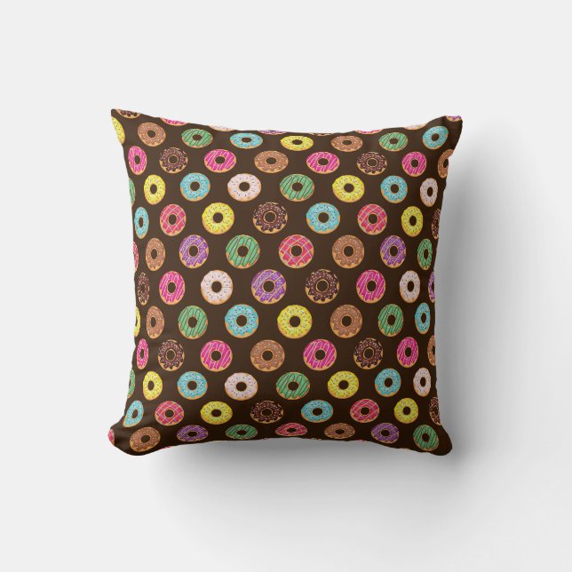 Coussin Motif coloré de beigne au chocolat (Recto)
