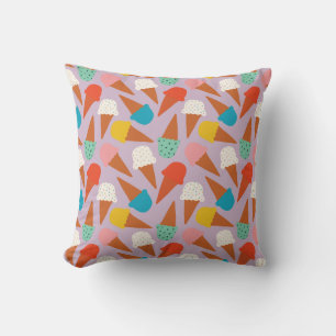 Coussin Motif coloré de cône de glace dessiné à la main
