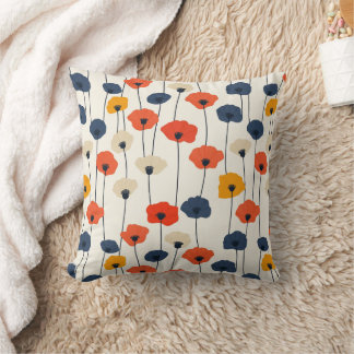 Coussin Motif coloré de coquelicots à l'aquarelle 