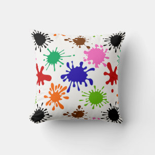 Coussin Motif coloré de peinture en blanc