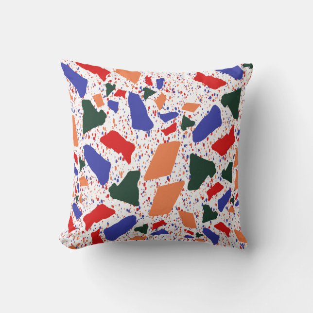 Coussin Motif coloré dessiné à la main en Terrazzo abstrai (Recto)
