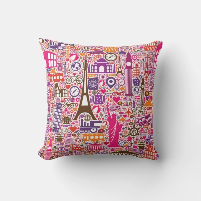 Coussin Motif coloré du monde (Recto)