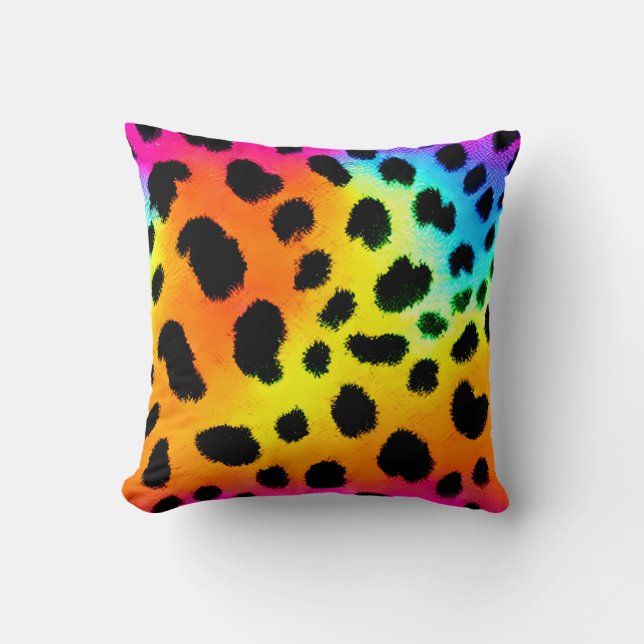 Coussin Motif coloré Rainbow Cheetah sans couture (Recto)