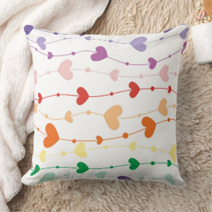 Coussin Motif coloré Rainbow Heart Garland