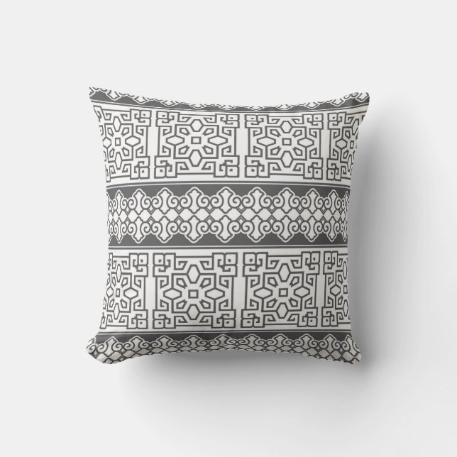Coussin Motif complexe en gris (Recto)