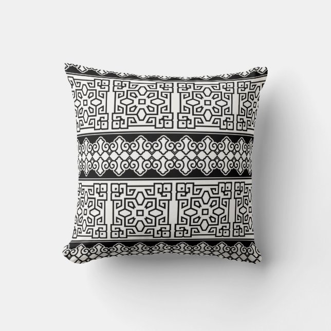 Coussin Motif complexe en noir et blanc (Recto)