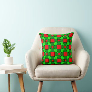 Coussin Motif complexe rouge et vert