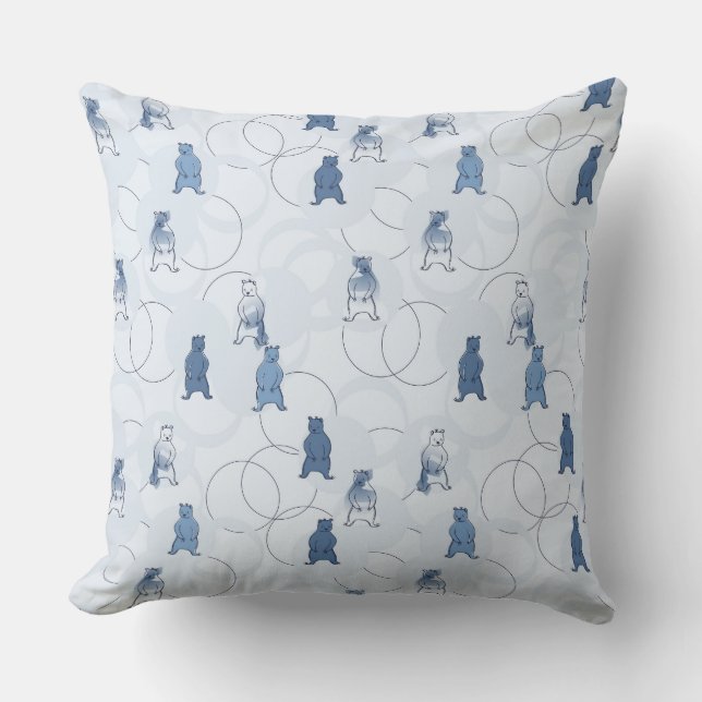 Coussin motif comportant un ours gris (Recto)